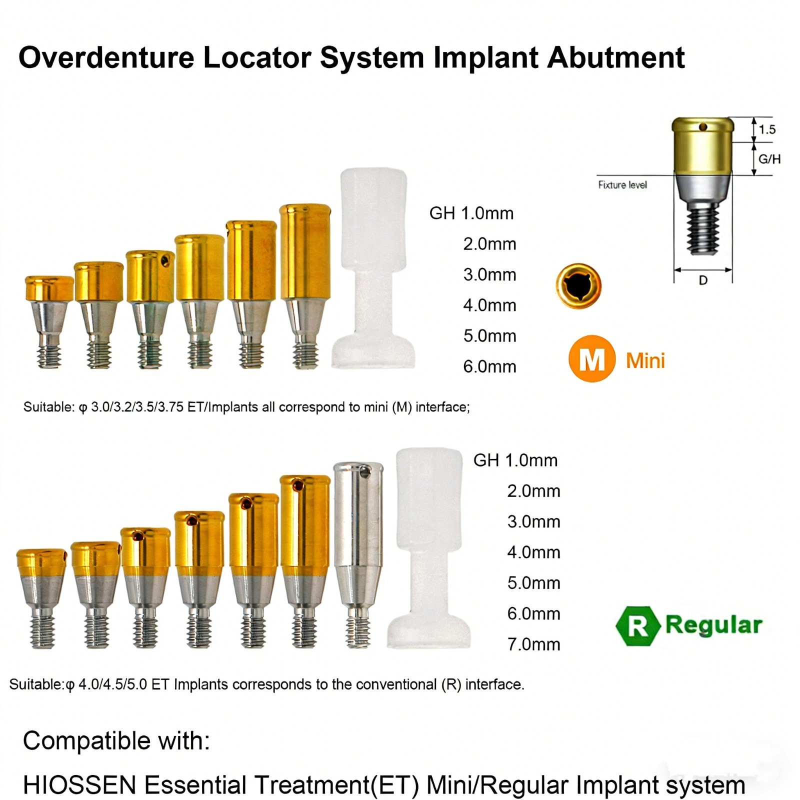 US Hiossen ET Implant Locator Abutment Classic for Zest Male Retention Inserts
