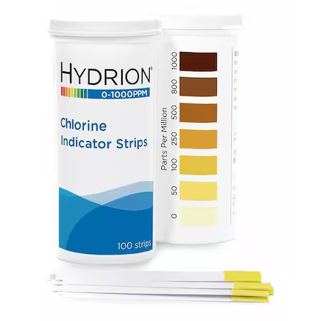 Hydrion Ch-1000 Test Strips, Detects Free Chlorine, 1/4″ W