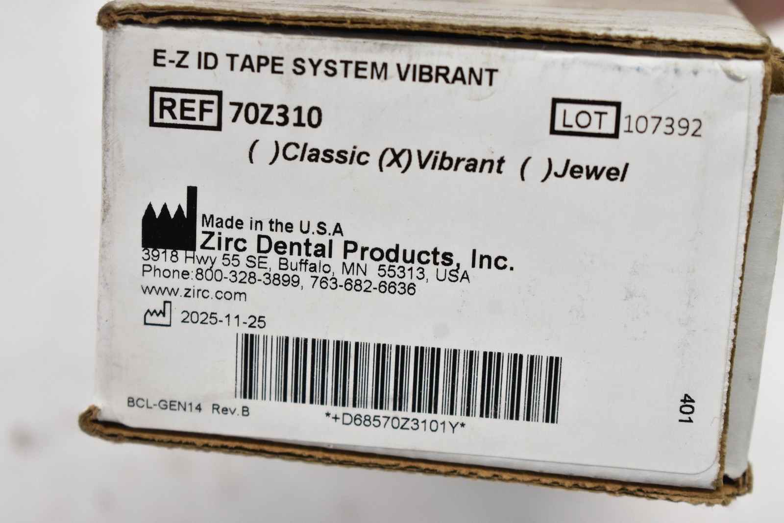 Zirc Dental E-Z ID Tape System Vibrant REF 70Z310 8 Color Rolls Made In USA