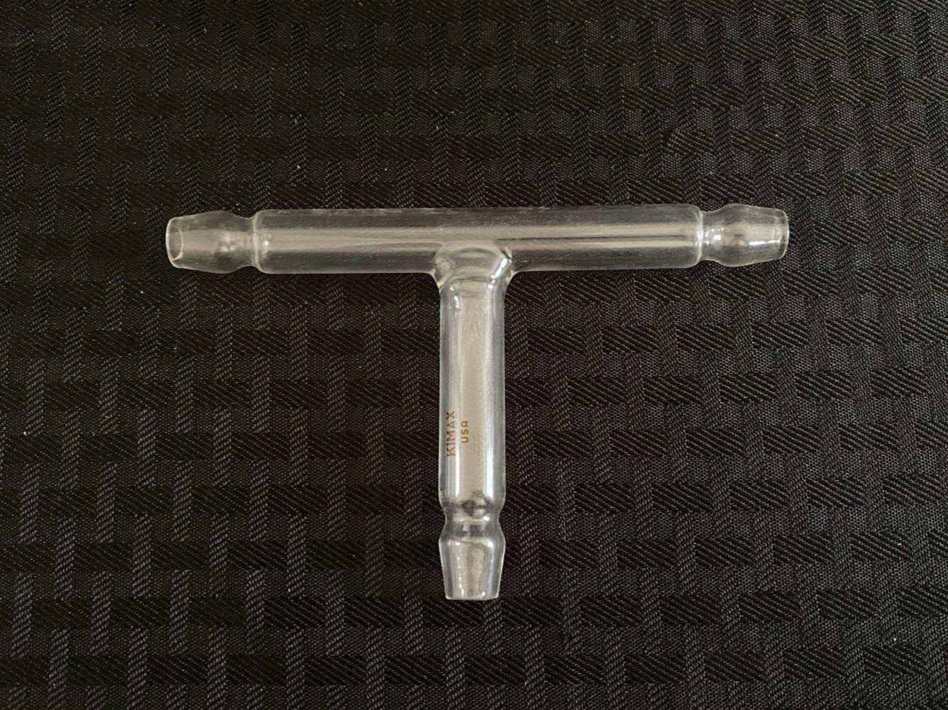 Kimble Kimax Glass «T» Shaped Serrated Hose Connecting Tube, 87mm H x 139mm W