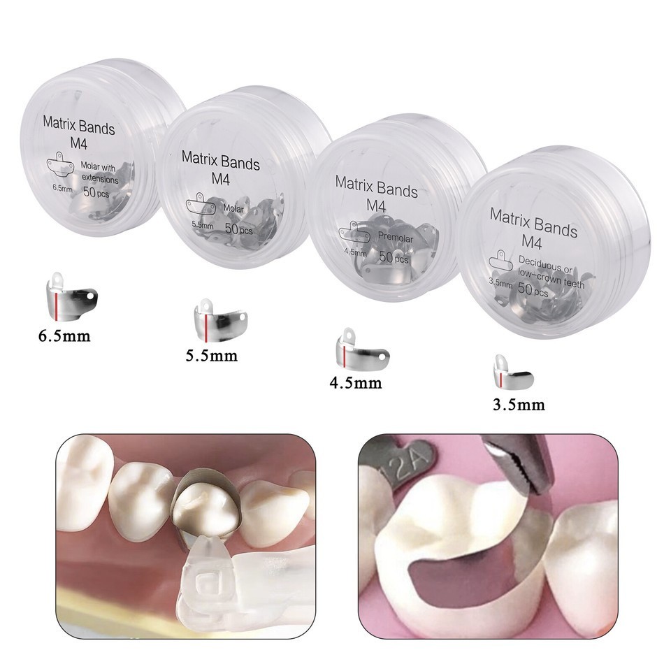 Dental Matrix Bands M4 Sectional Contoured System Metal Matrices Refill 50Pcs