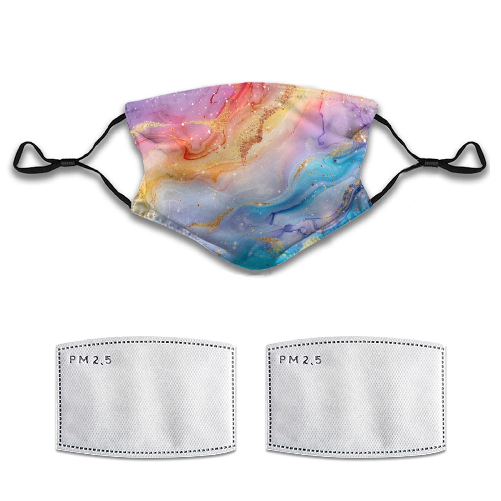 Colorful Marble Texture Print Face Mask Adult Washable Reusable Pleated Dust …