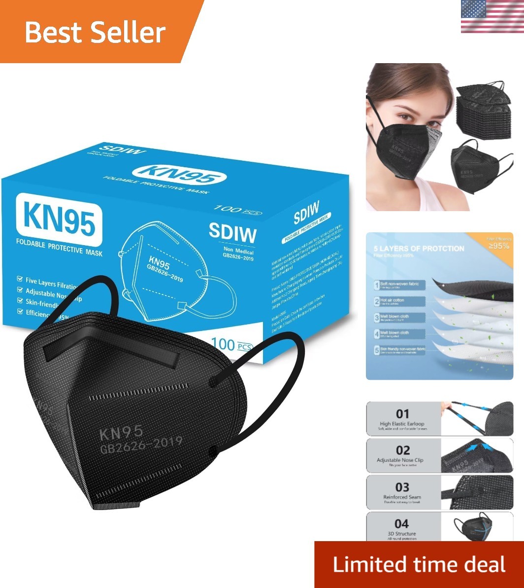 KN95 Face Masks 100 Pack,5-Ply Breathable Cup Dust Disposable Masks For Adult…