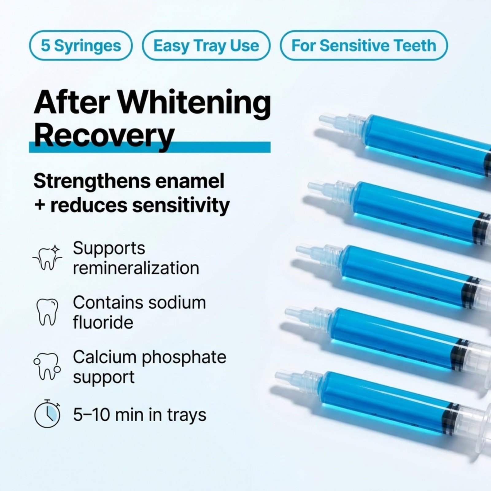 Remineralization Gel – 5 Syringes of Gel. 5 Count (Pack 1), Blue