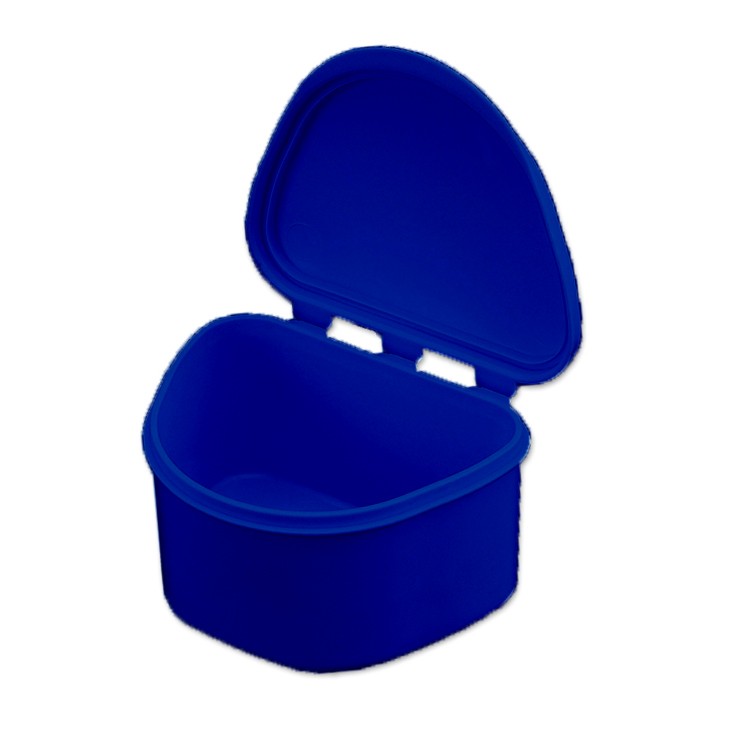 Plasdent 200BTH-2X Plastic Denture Boxes With Hinged Lid 4″x3″x2″ Dark Blue 12Bx