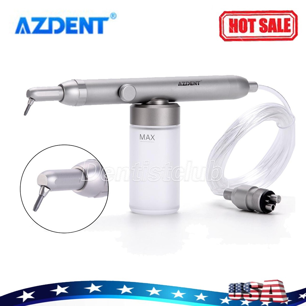USA AZDENT Dental Aluminum Oxide Micro Blaster Air Polisher Sandblaster 2/4Holes