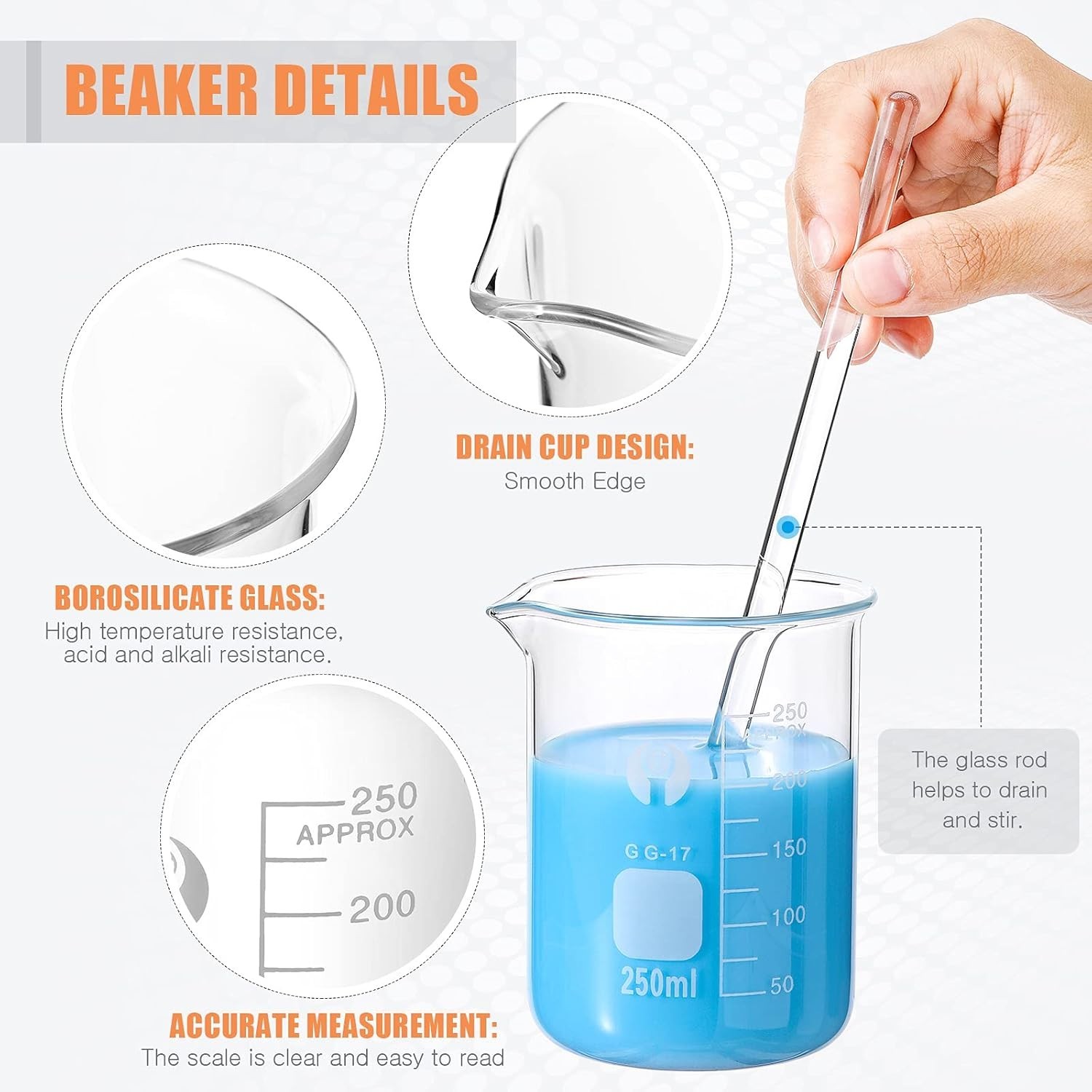 10 Pack Glass Lab Beaker Set Measuring Cup 50/100/250/500/1000, 5/10/ 50/100 …