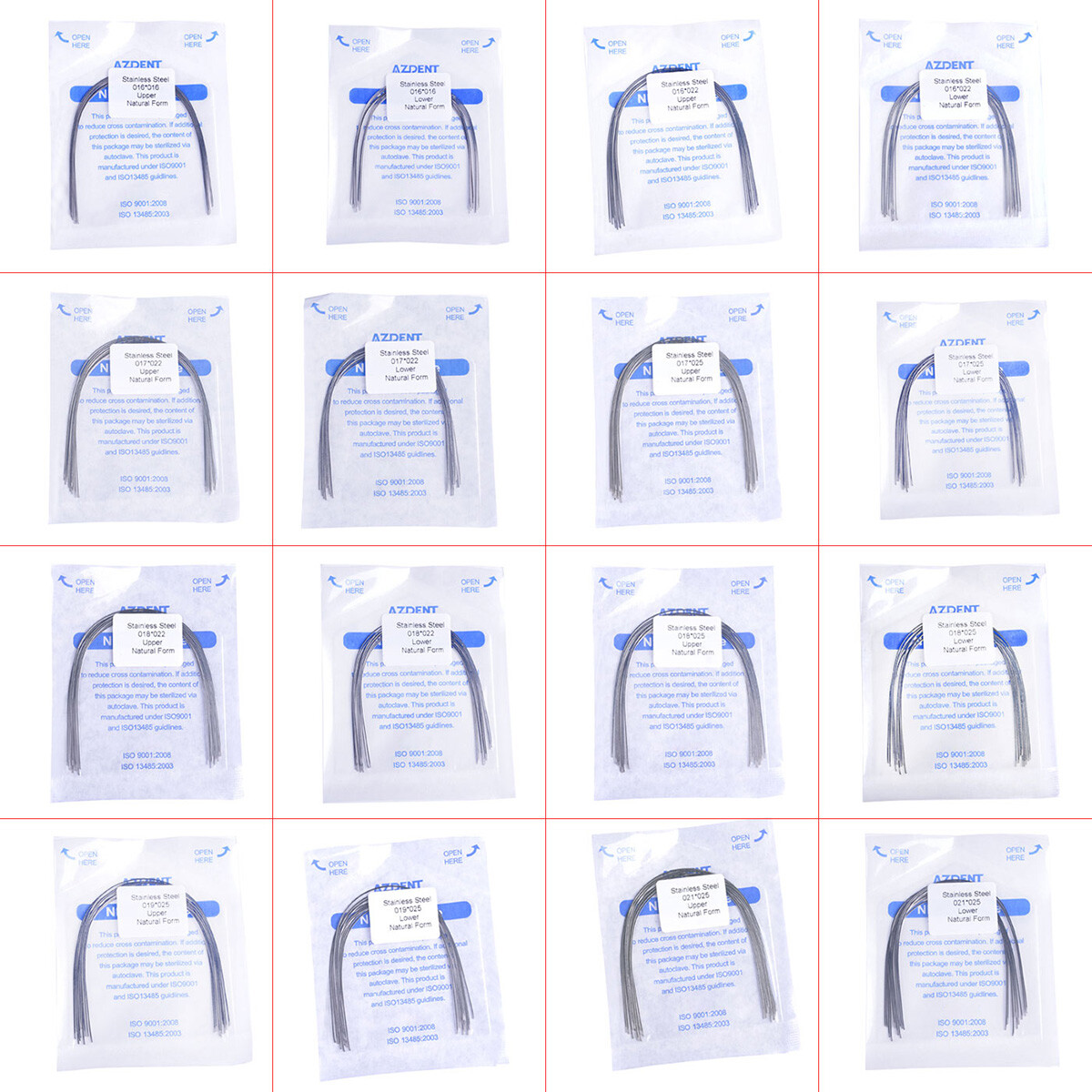 10Pcs/pack AZDENT Dental Ortho Arch Wires Stainless Steel Natural Rectangular