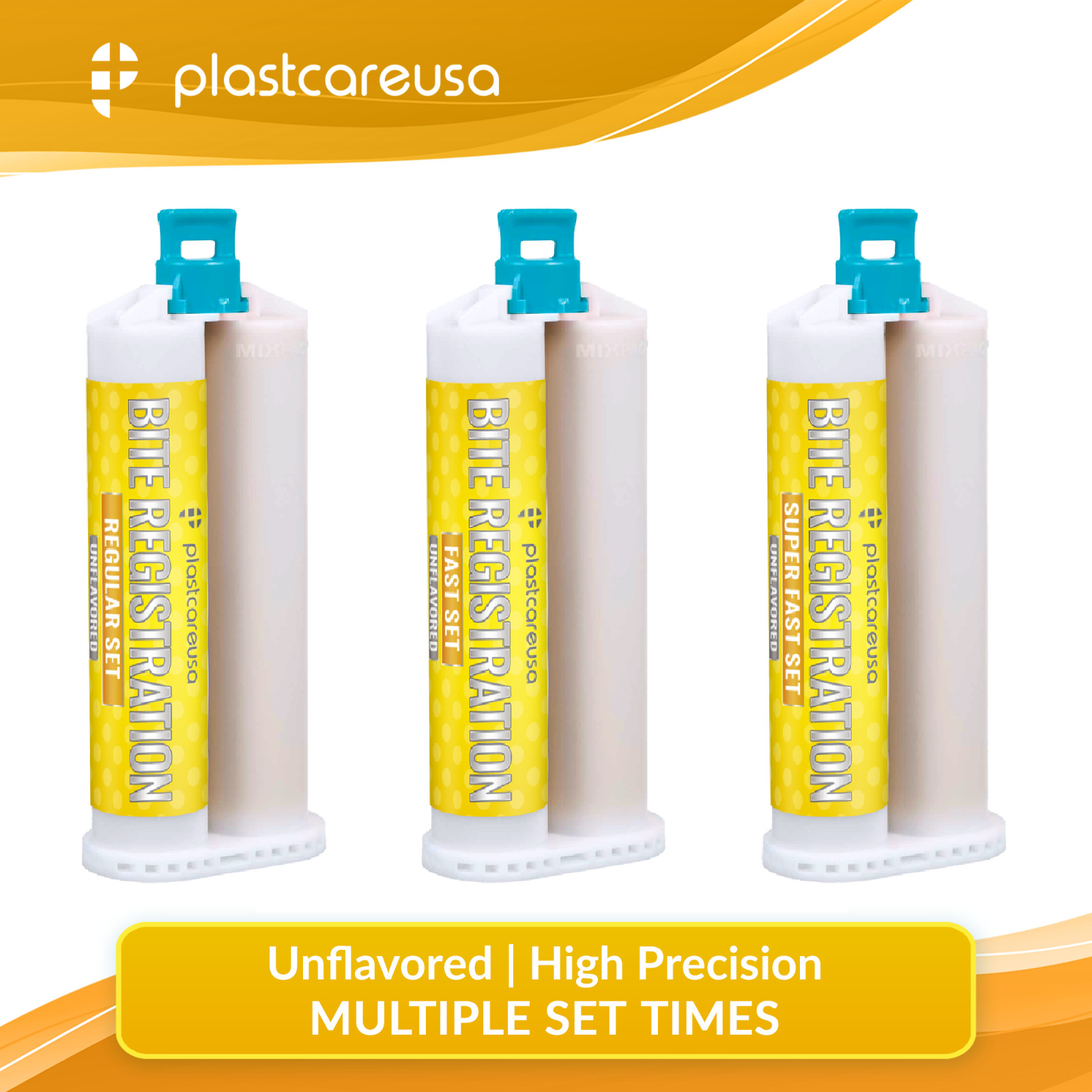 2 X 50ML VPS Bite Registration Material SUPER FAST Set Unflavored Dental PVS