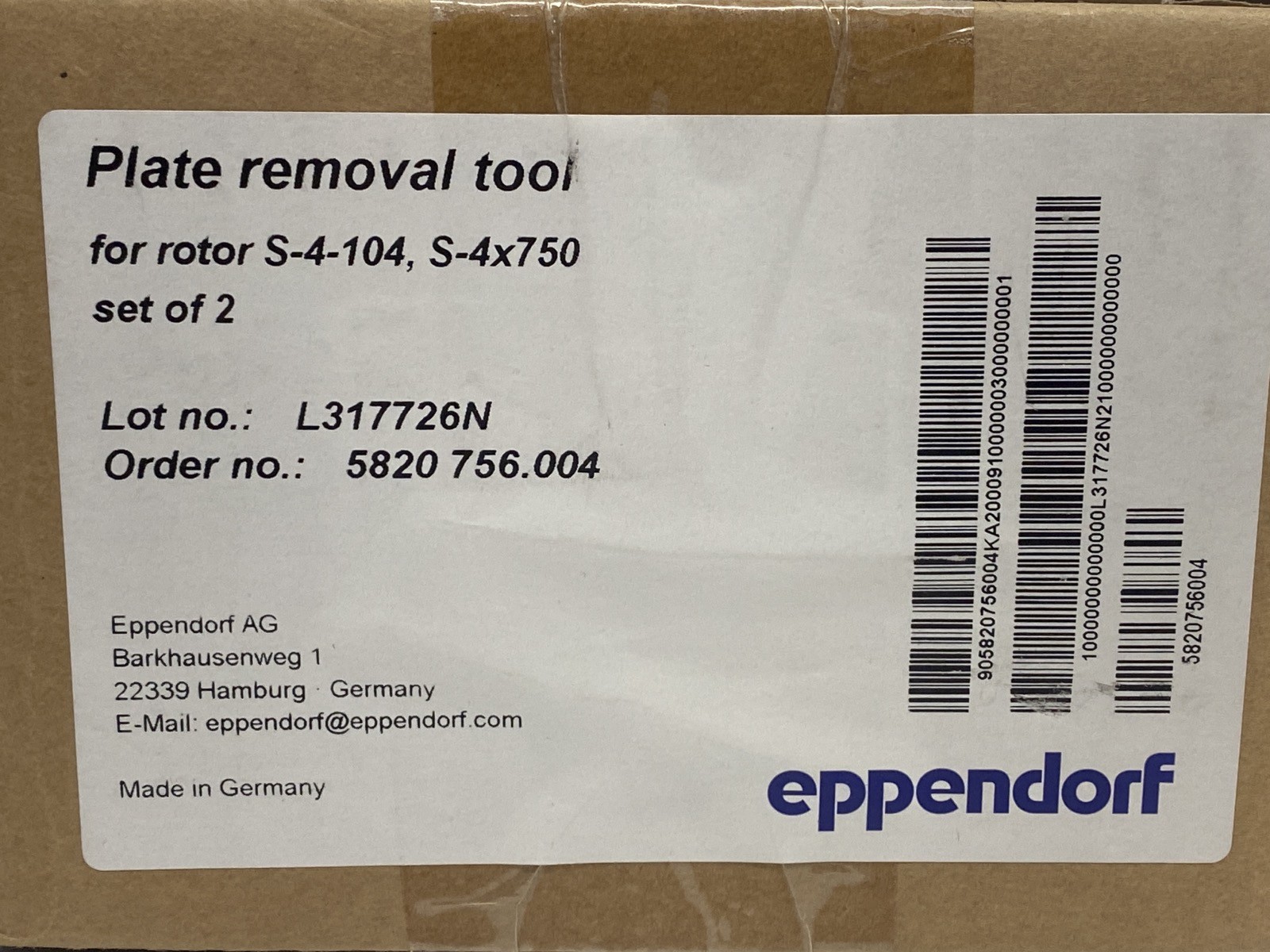 New (2/Pk) EPPENDORF Plate Removal Tool for Rotor S-4-104 S-4×750 5820756004