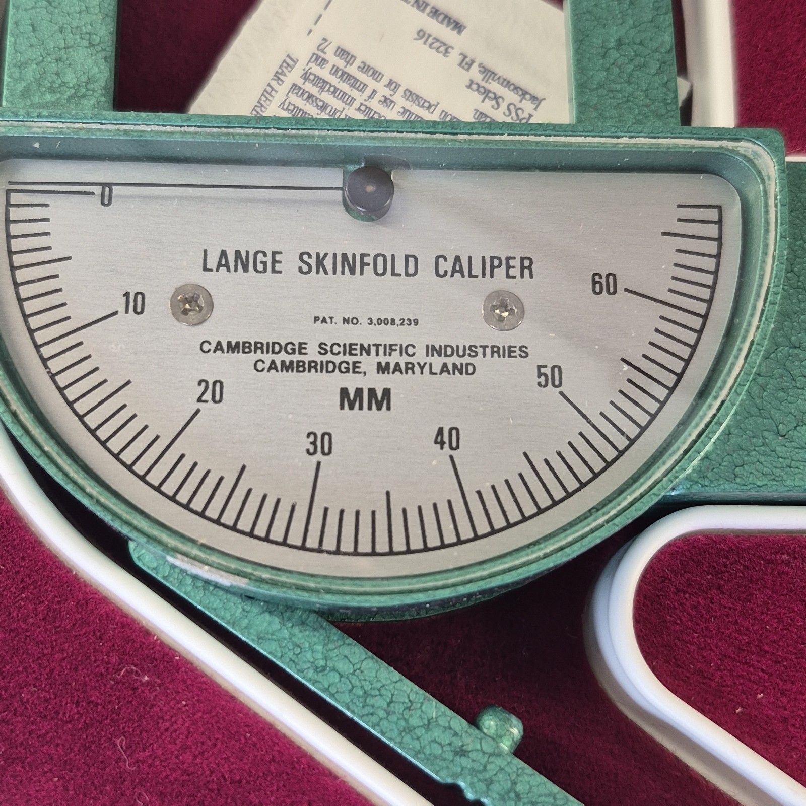Vintage Lange Skinfold Caliper Cambridge Scientific Industries & Manual