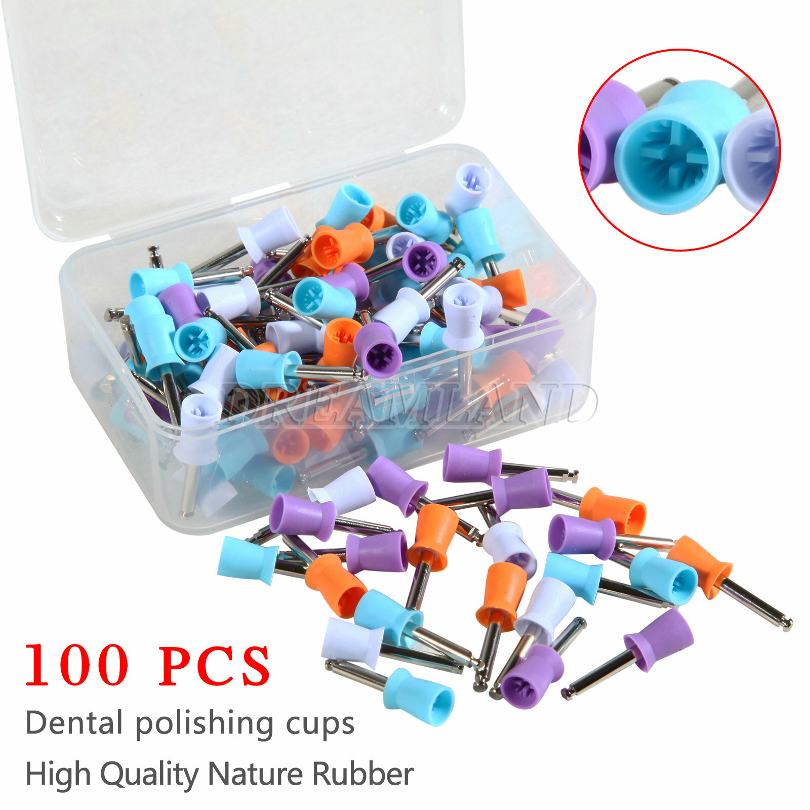 100pcs Dental Polishing Polish Cups Prophy Cup Latch Type Colorful