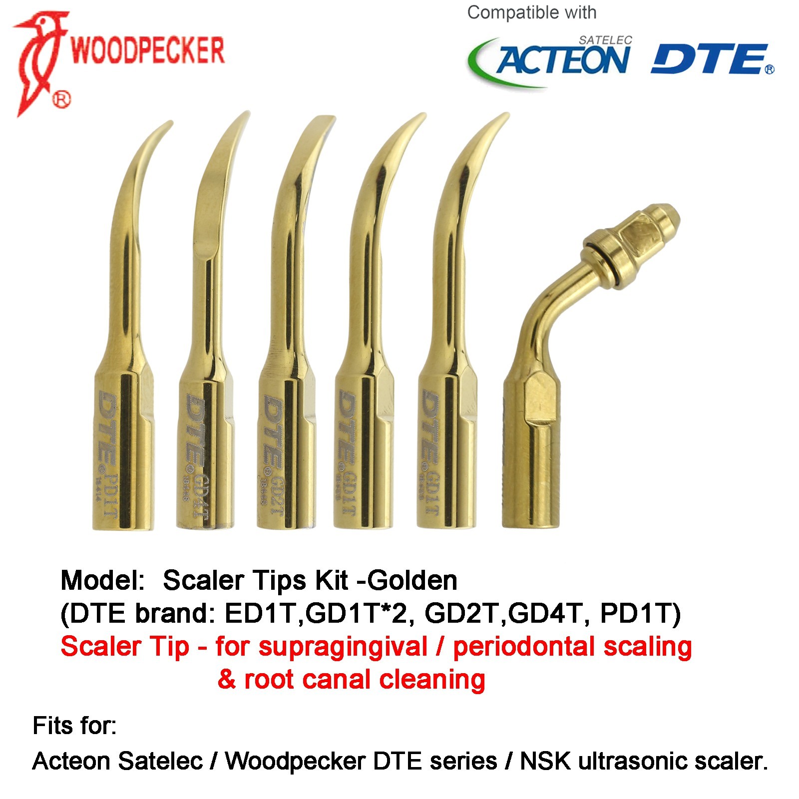Woodpecker Ultrasonic Scaler N2 V3 LED Handpiece Piezo Tips fit EMS Satelec DTE