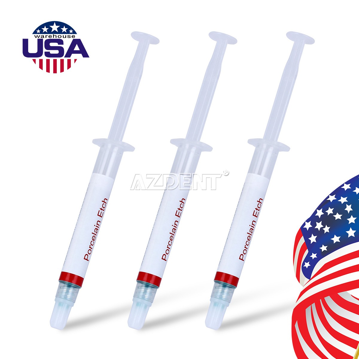 3X Dental Porcelain Etch Acid Gel 9.5% Etchant Syringe 2.5ml for Crown Veneer