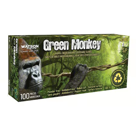 Watson Gloves 5559Pf-M Green Monkey, Disposable Gloves, 4 Mil Palm, Nitrile,