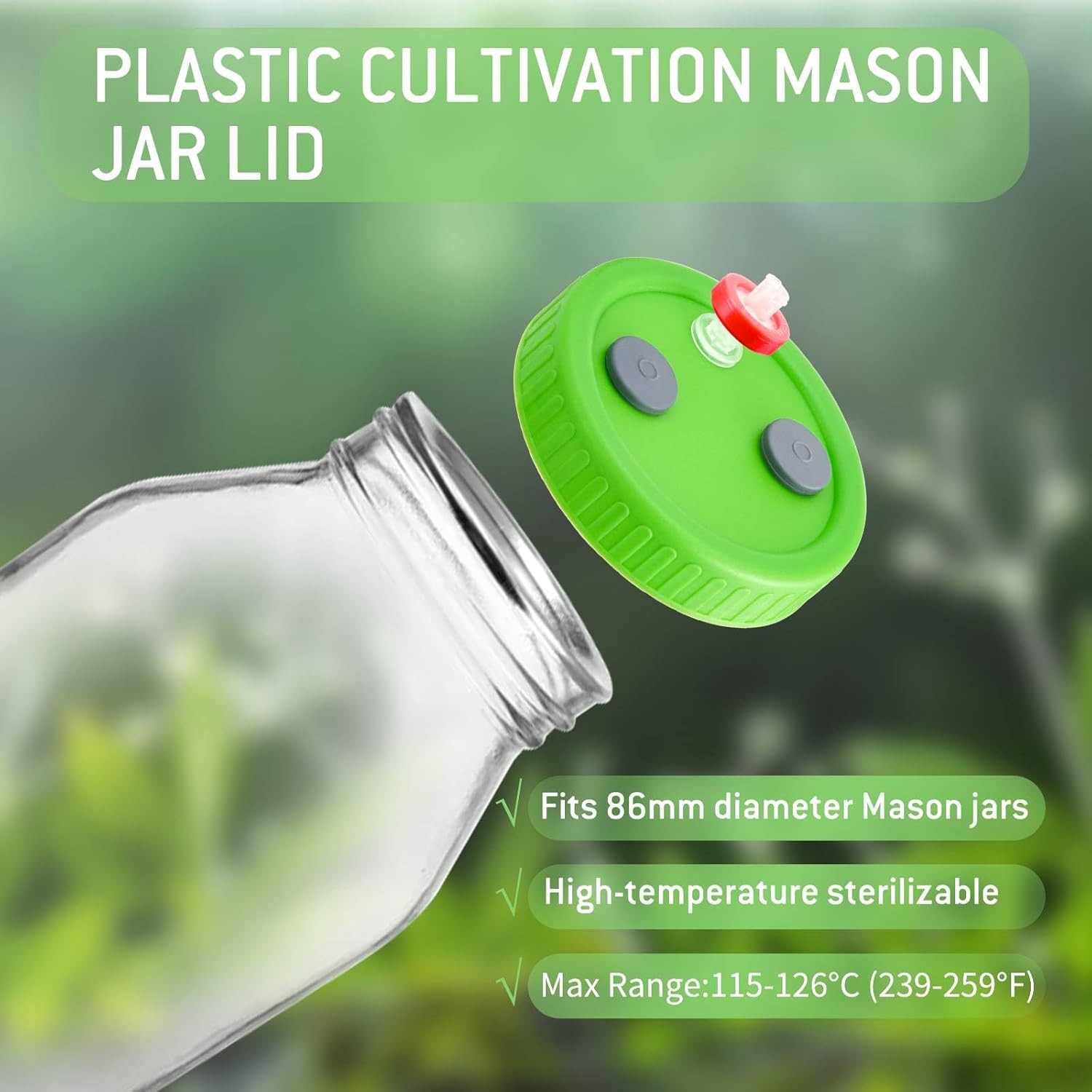 12x Mason Jar Lid Lliquid Culture Lid PTFE Syringe Needle Filter Ruhr Connector