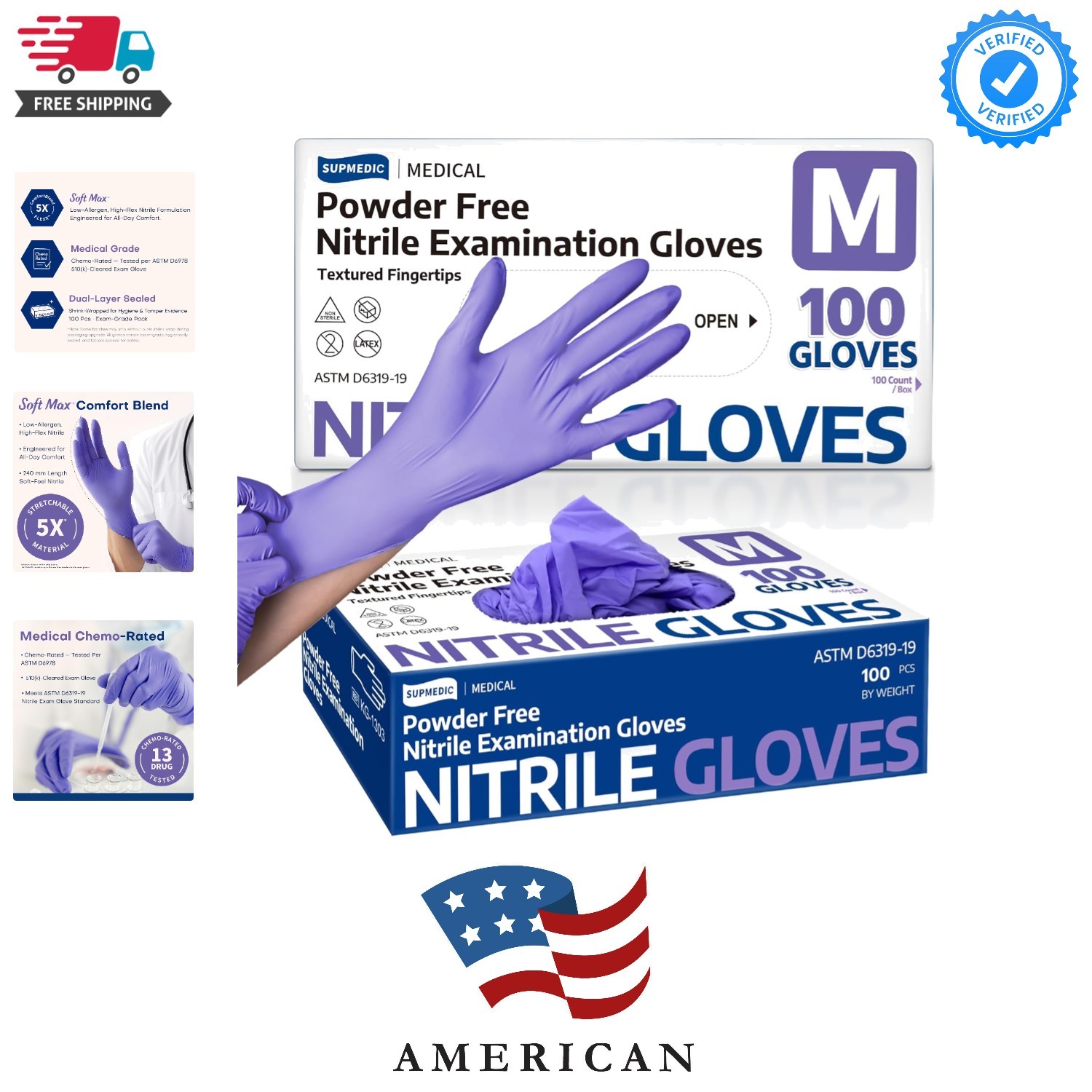 Medical Soft Max Nitrile Disposable Gloves, 100 Ct Latex-Free Powder-Free Foo…