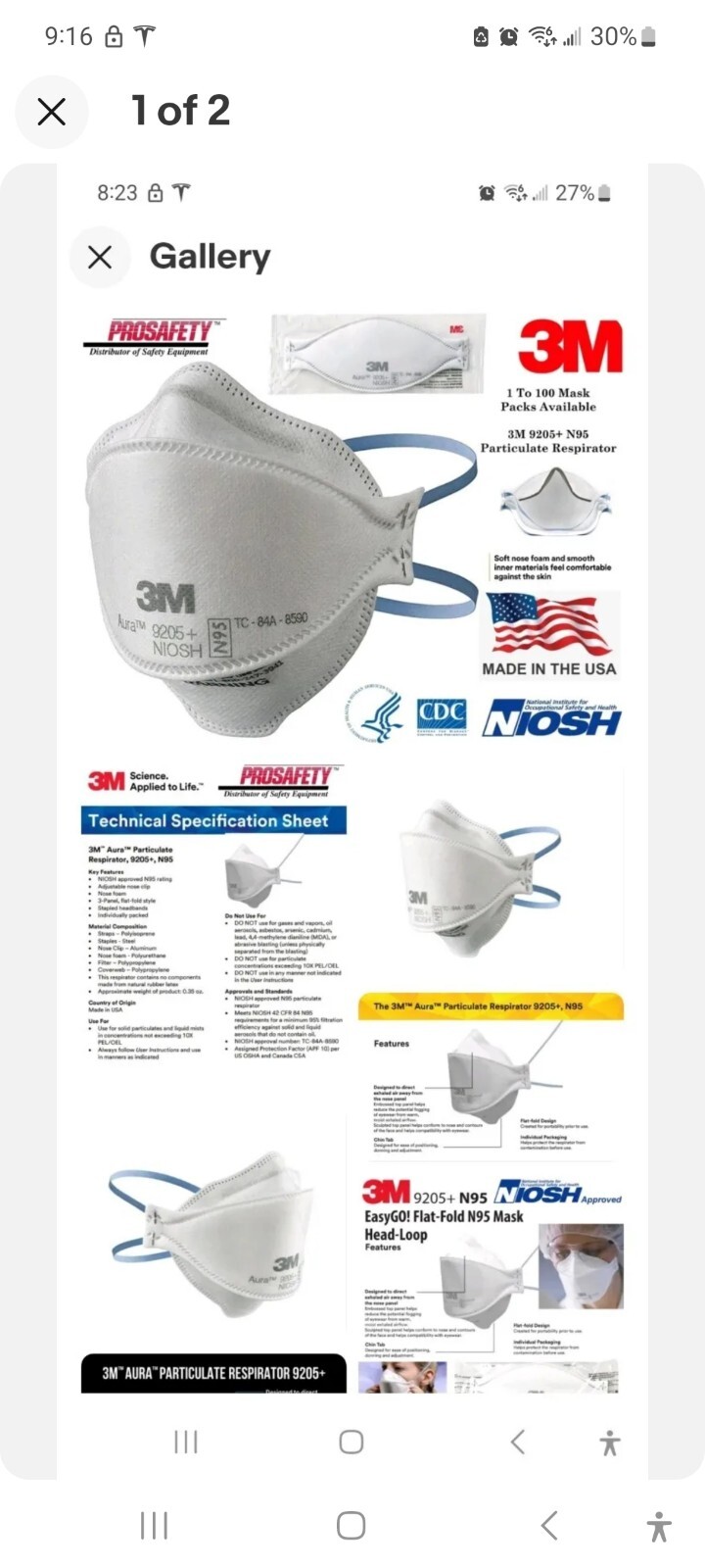 3M Aura Particulate Respirator 9250+ Face Mask – Pack of 10
