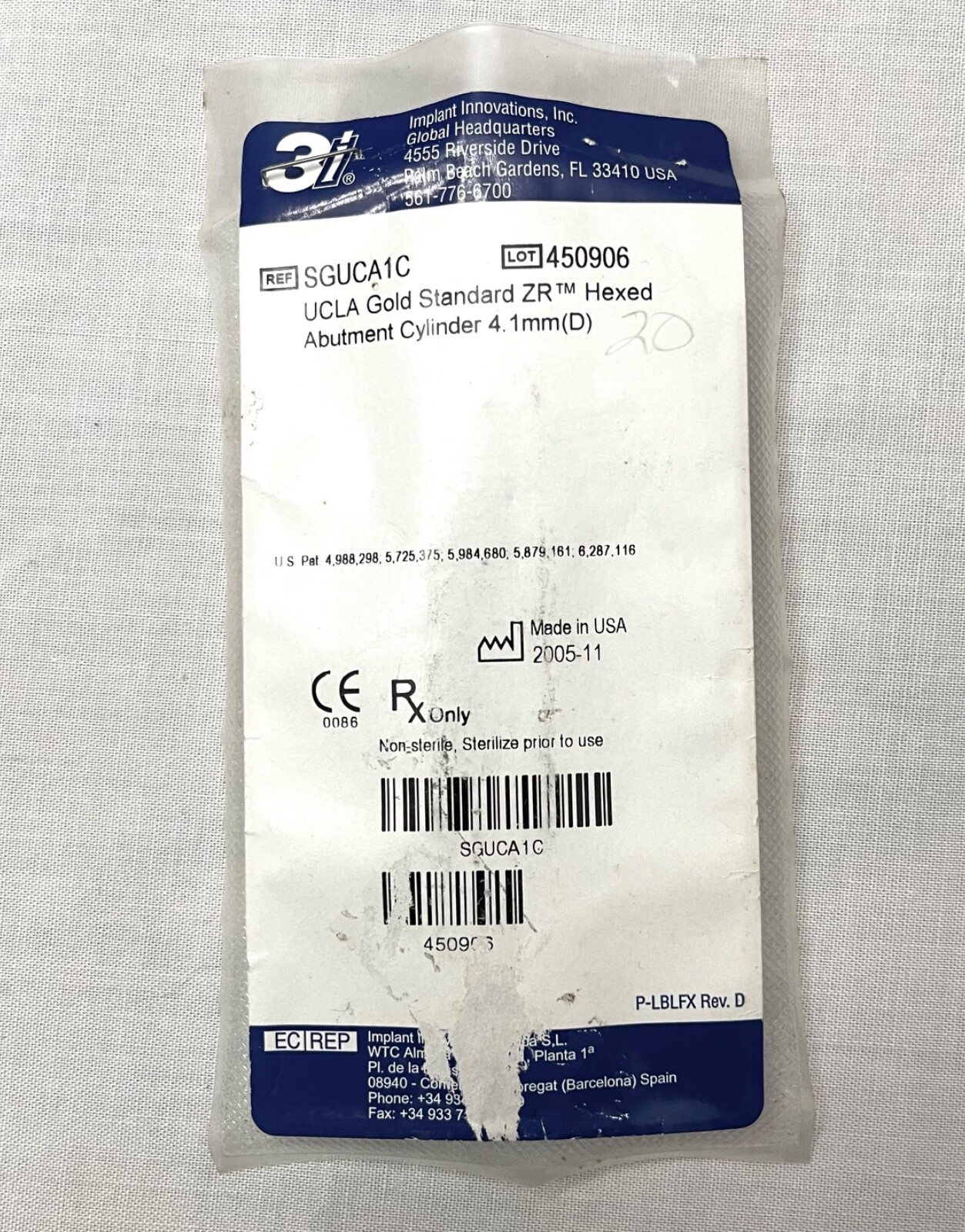 3i UCLA Gold Standard ZR Hexed Abutment Cylinder 4.1mm