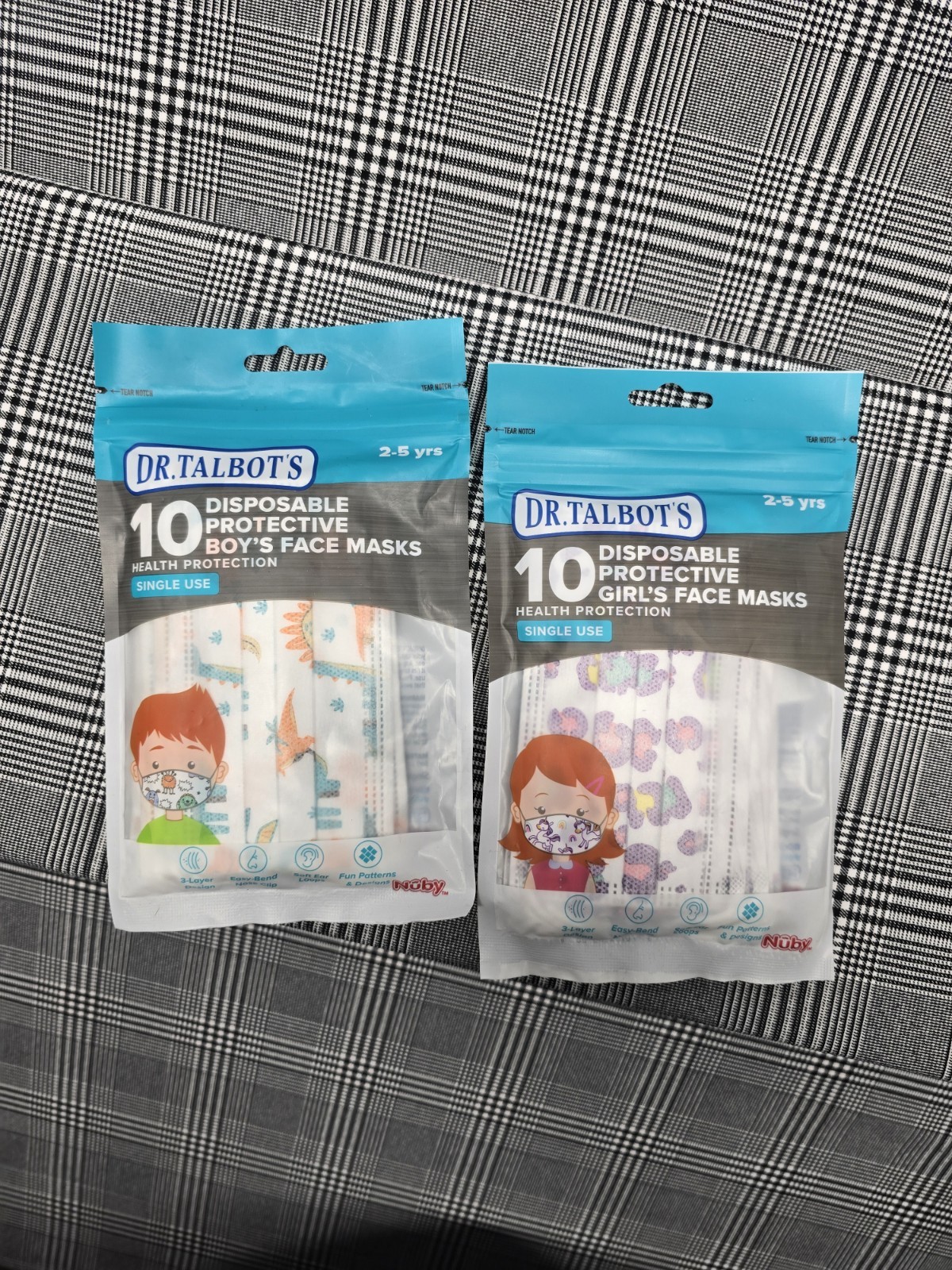 Dr. Talbot’s 10 Pack Disposable Kids Face Masks – Boys – 2-5 Years