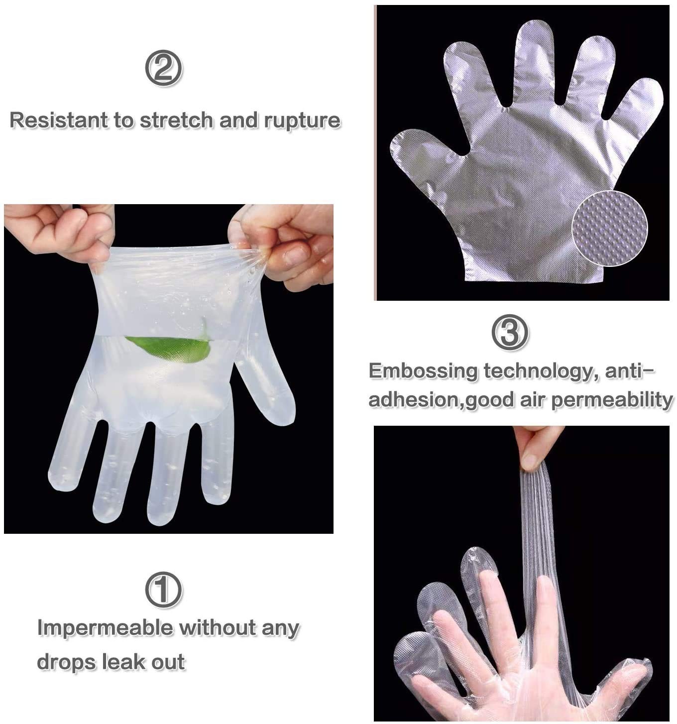 CFGROW 100pcs Disposable Plastic Gloves, Latex 100 Count (Pack of 1), Clear