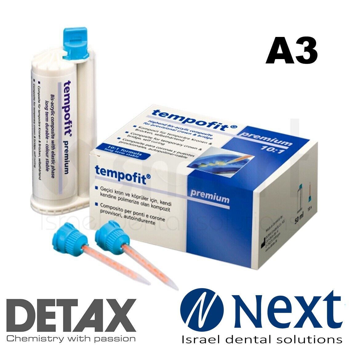 Bis acrylic composite temporary crown bridges A3 Tempofit Premium 1:10 50ml