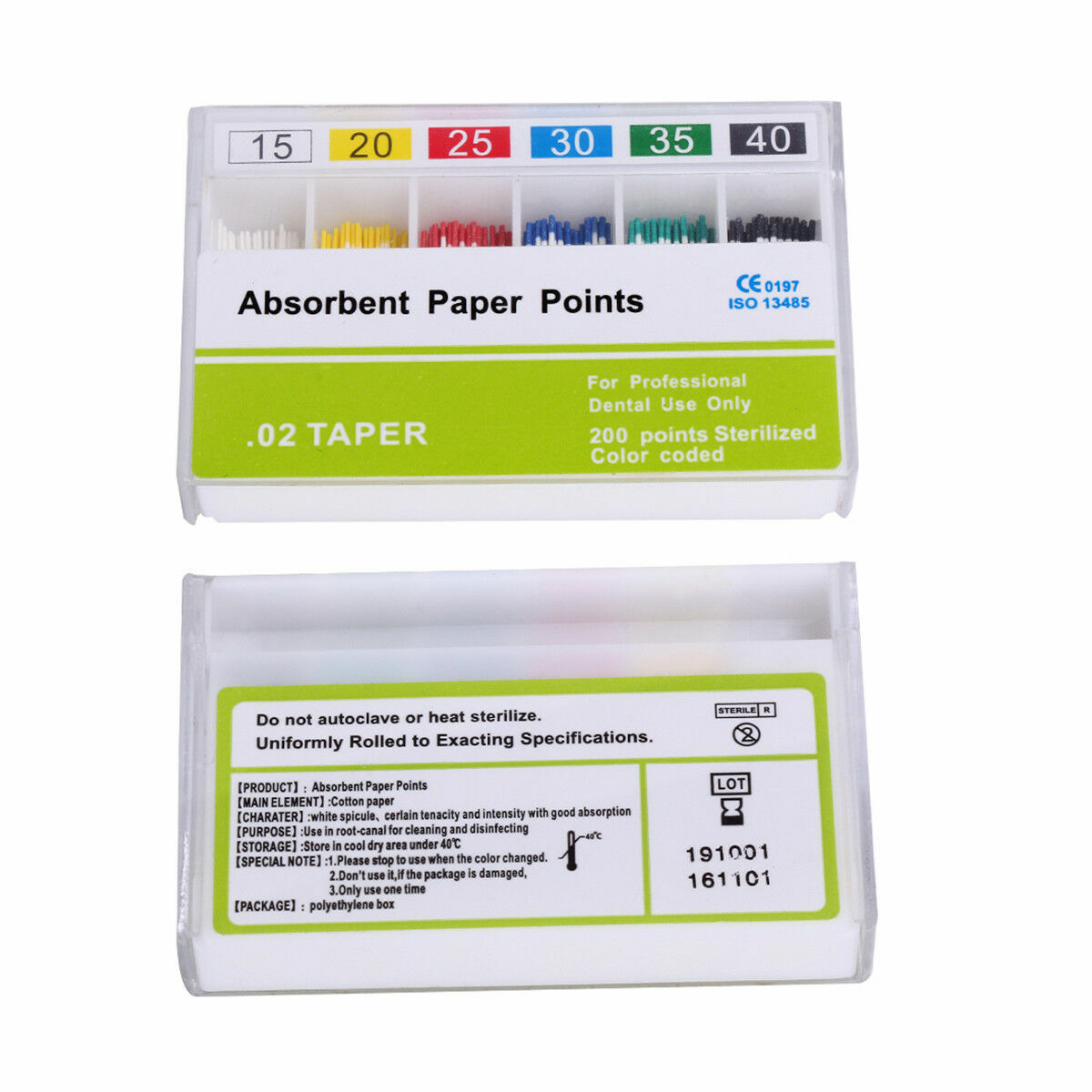 10x Dental Absorbent Paper Points Root Canal Clean Tip 15-40# 0.02 200 Pcs/Box