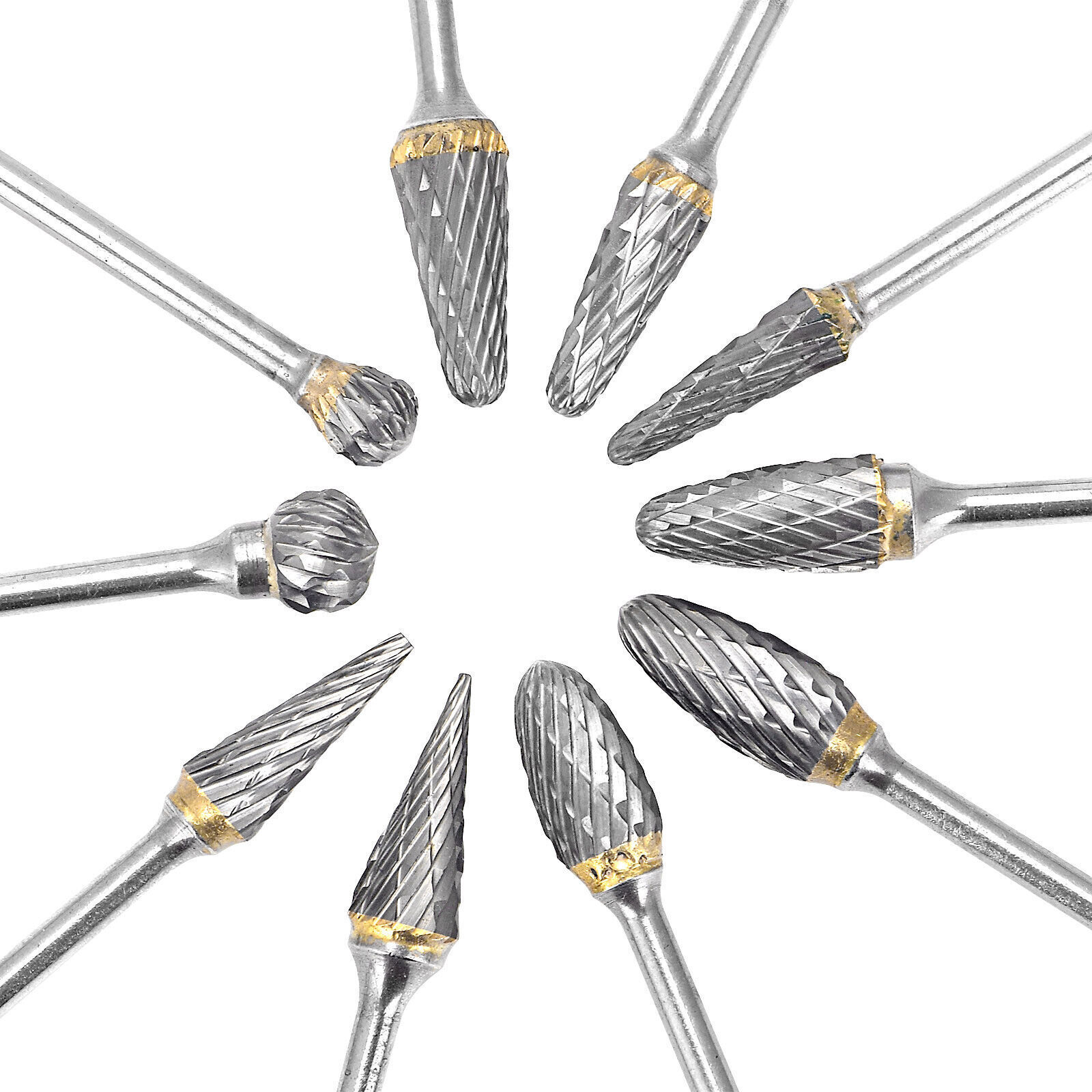 10 Pcs Dental Lab Tungsten Steel Carbide Burs Polishing Bur Drills HP 2.35mm