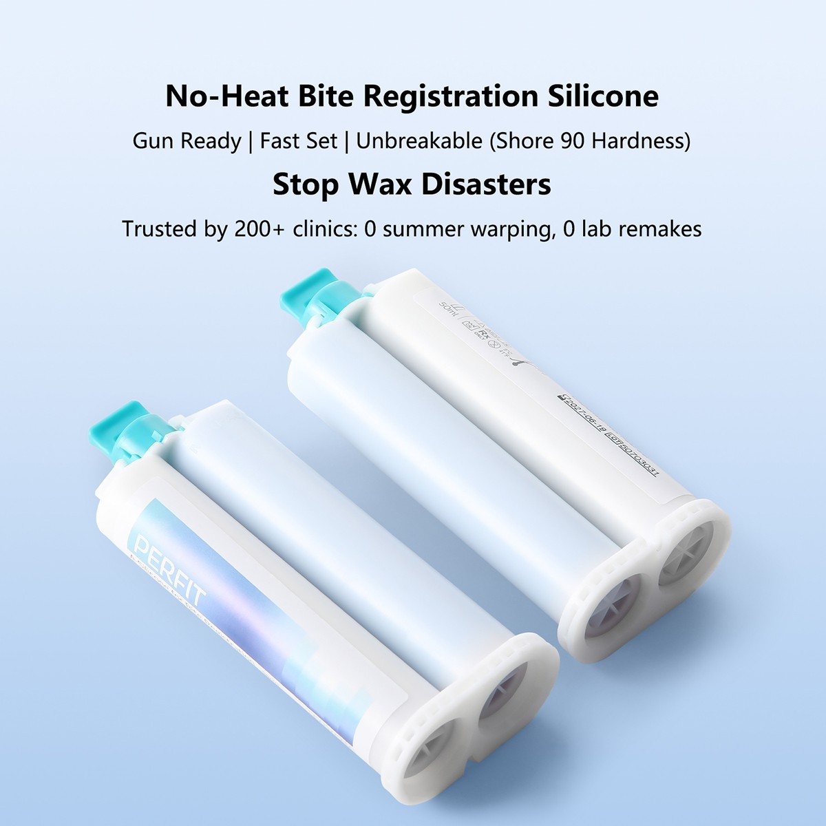 2x50ml Dental A-Silicone For Bite Registration Material Fast Set Cartridges