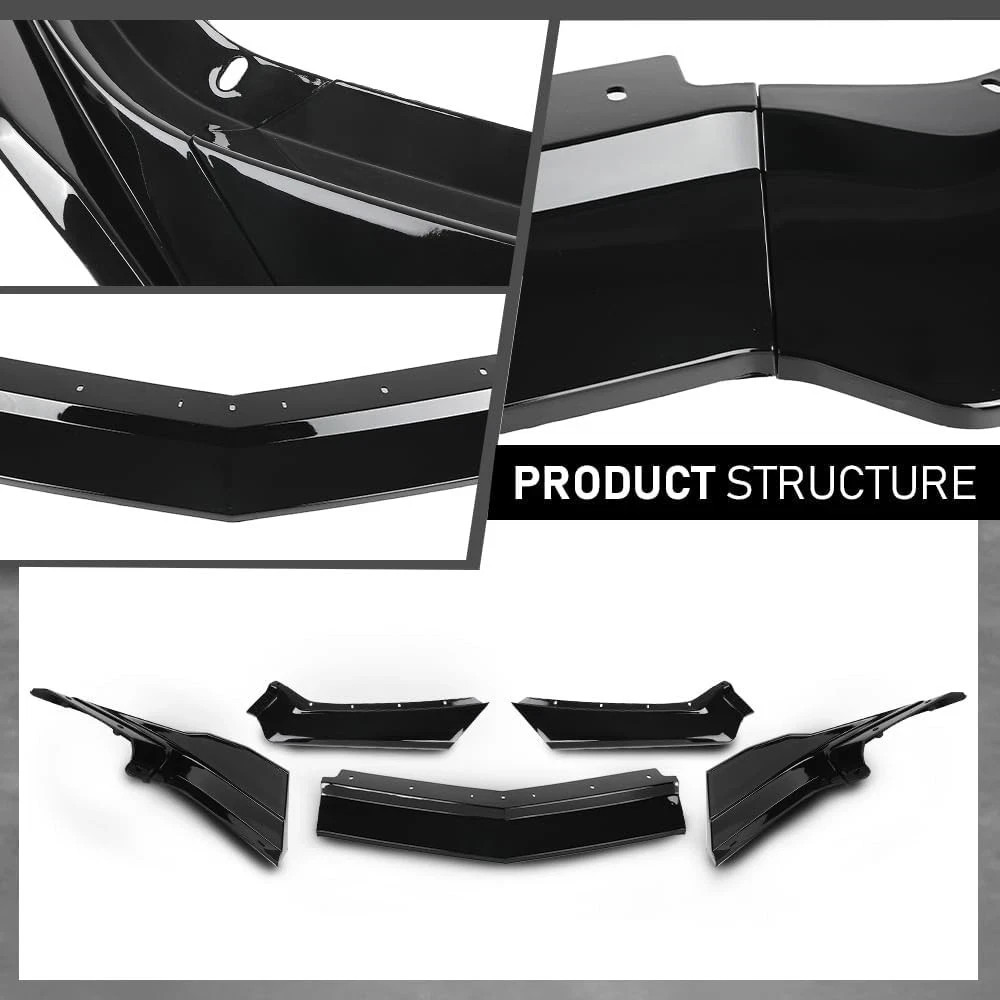 Front Bumper Lip Splitter Compatible Chevy Corvette C8 All Model 2020-2024 Black