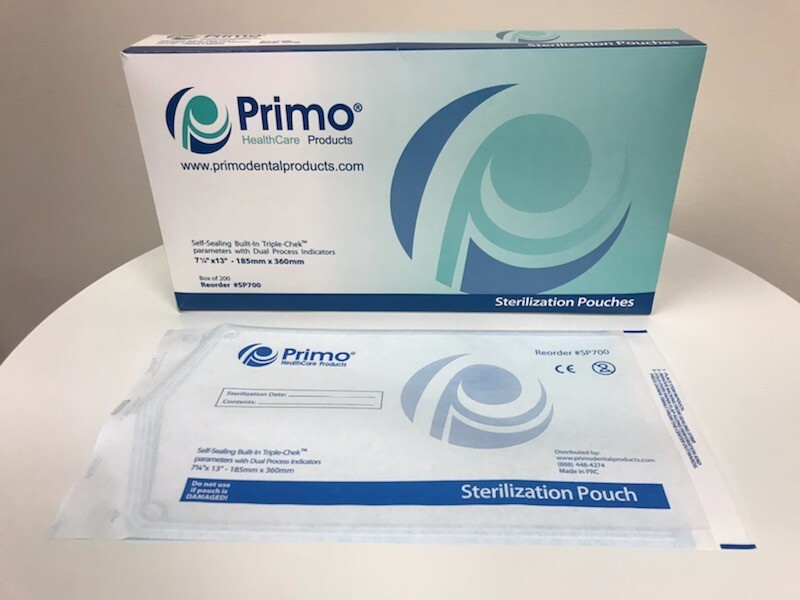 Primo Triple Chek Sterilization Pouch 7.25 x 13 (1000) Bags Dental Tattoo Nail