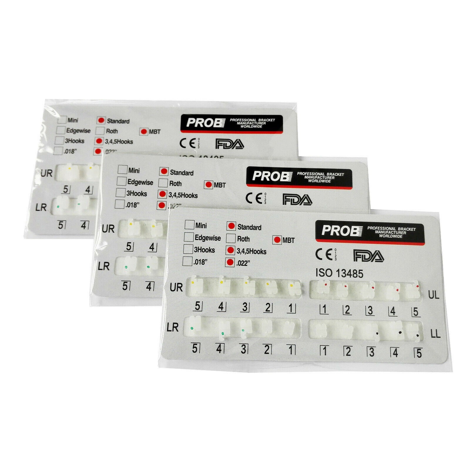 PROB Orthodontic Dental Bracket Ceramic Braces Standard/Mini Roth/MBT 022 3/345H