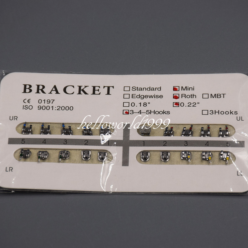 20 Pcs/Set Dental Metal Brace Brackets Orthodontic Mini Roth 022 Slot 345 Hooks