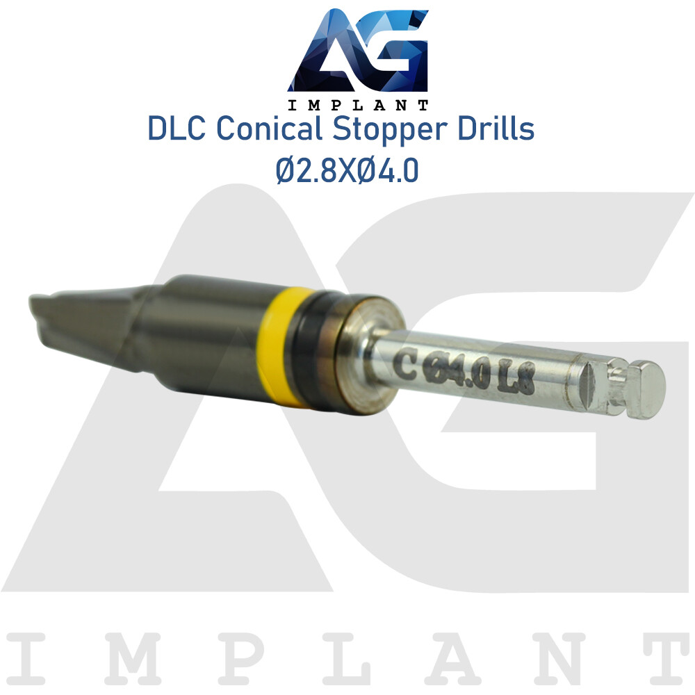 Ø2.8XØ4.0 Integral Stopper DLC Conical Drill External Irrigation Tool Carbon