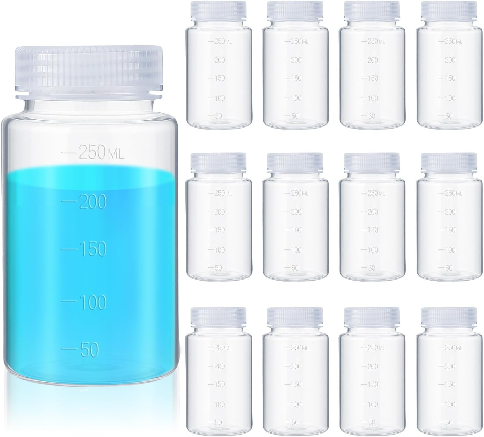 Tatuo 12 Pcs 8oz 250 ml Plastic Sample Bottles with Screw Cap, Liquid Contain…