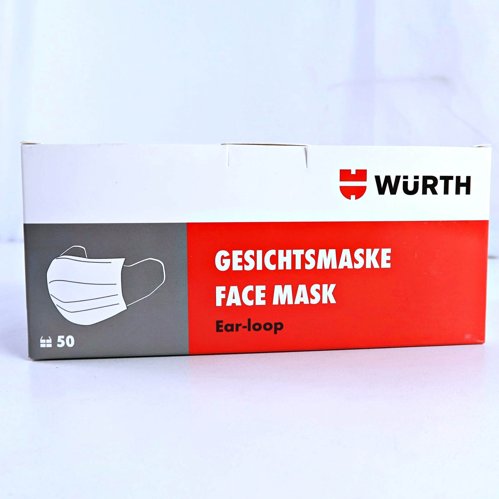 50x Wurth Disposable Surgical Face Mask Dust Mouth Guard 3 Ply Air Purifying