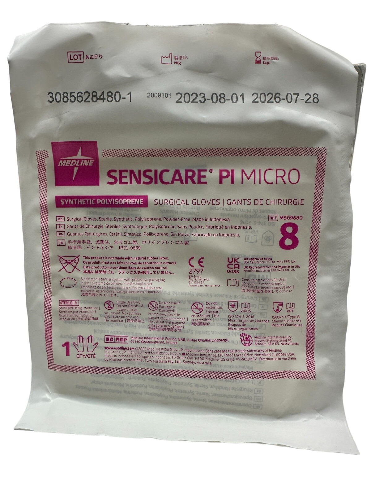 10 Pair SENSICARE PI MICRO Synthetic Polyisoprene Gloves Size (8)