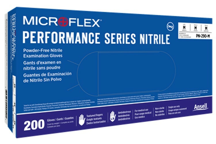 *2,000-Gloves* MicroFlex Performance Series PF Exam Nitrile Medium PN-290-M