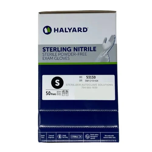 Halyard Sterling Nitrile STERILE Exam Gloves 53130- BOX of 50 PAIR SMALL