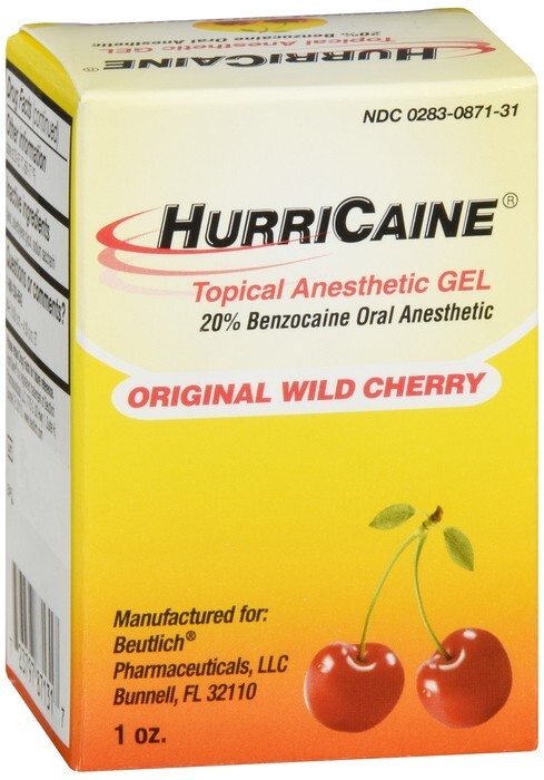 HurriCaine 20% Benzocaine Oral Topical Anesthetic Gel Original Wild Cherry 1 OZ