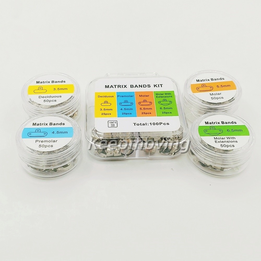 50 Pcs Dental Matrix Band 3D Hole Protrusions Contoured Matrices 3.5mm-6.5mm
