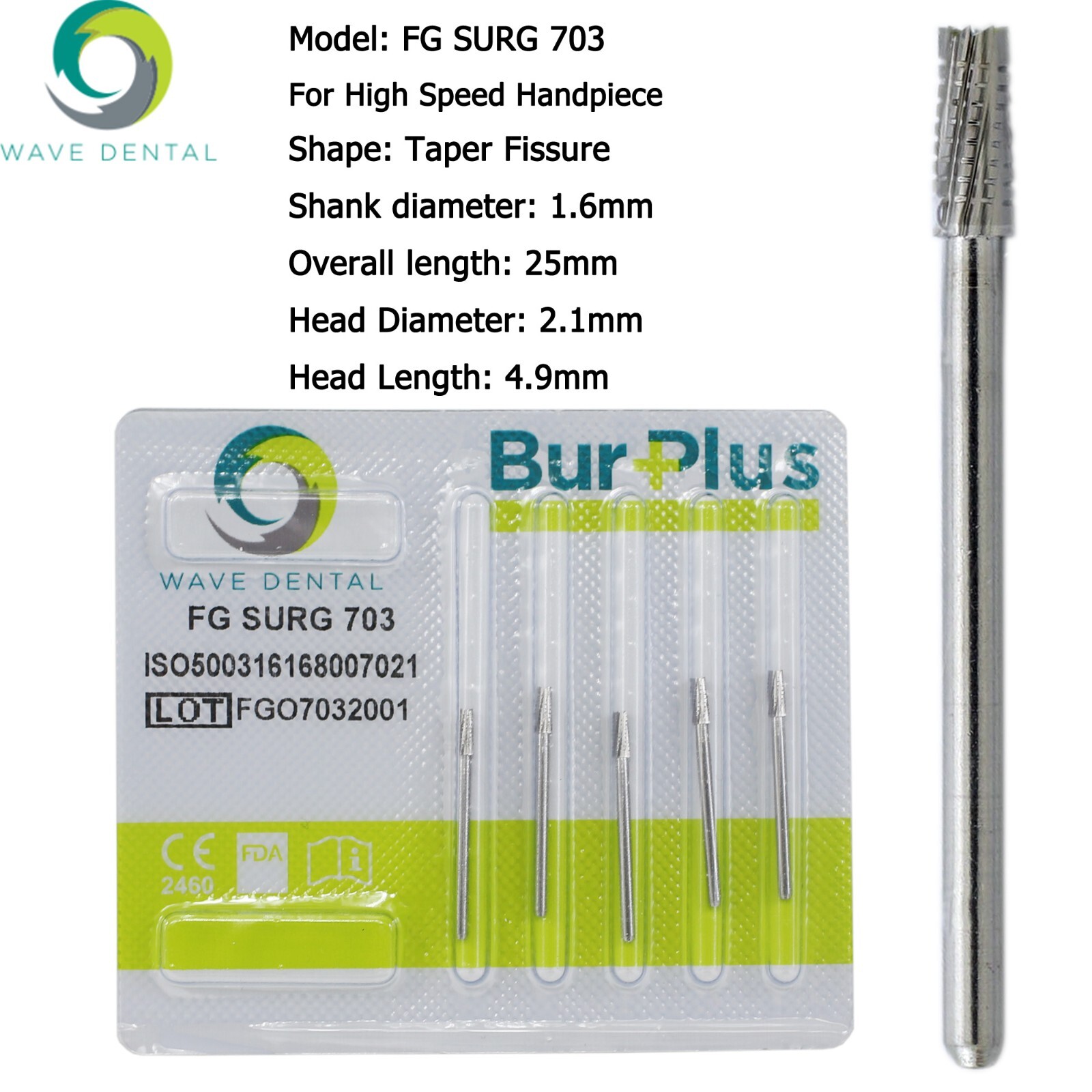 Wave Dental 701 702 703 Surgical Burs FG SURG High Speed Carbide FGOS Midwest