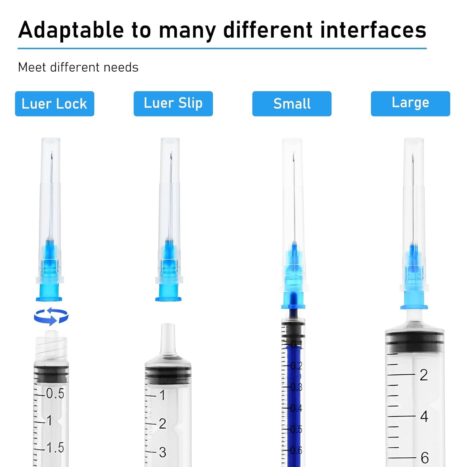 100 Pack 23G 1 Inch Lab Needls, Disposable Luer Lock 23G-1”, 100