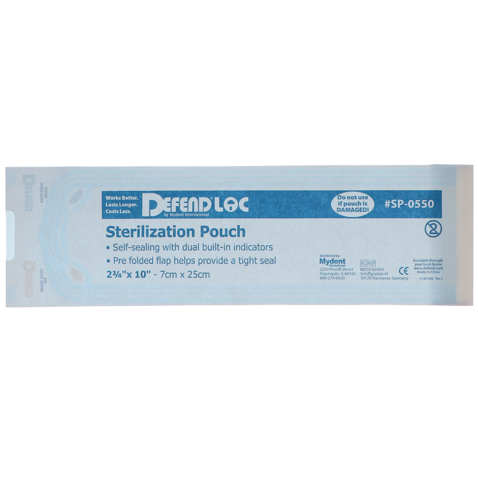 Mydent SP-0550 Defend Plus Self Sealing Sterilization Pouches 2.75×10 200/Box