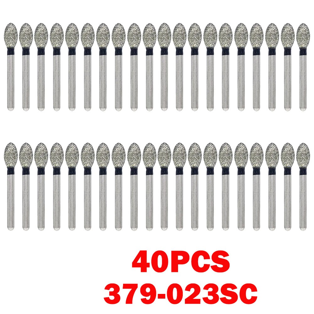 40Pcs Dental Diamond Bur FG Egg Football 379/023SC Super Coarse High Speed USA