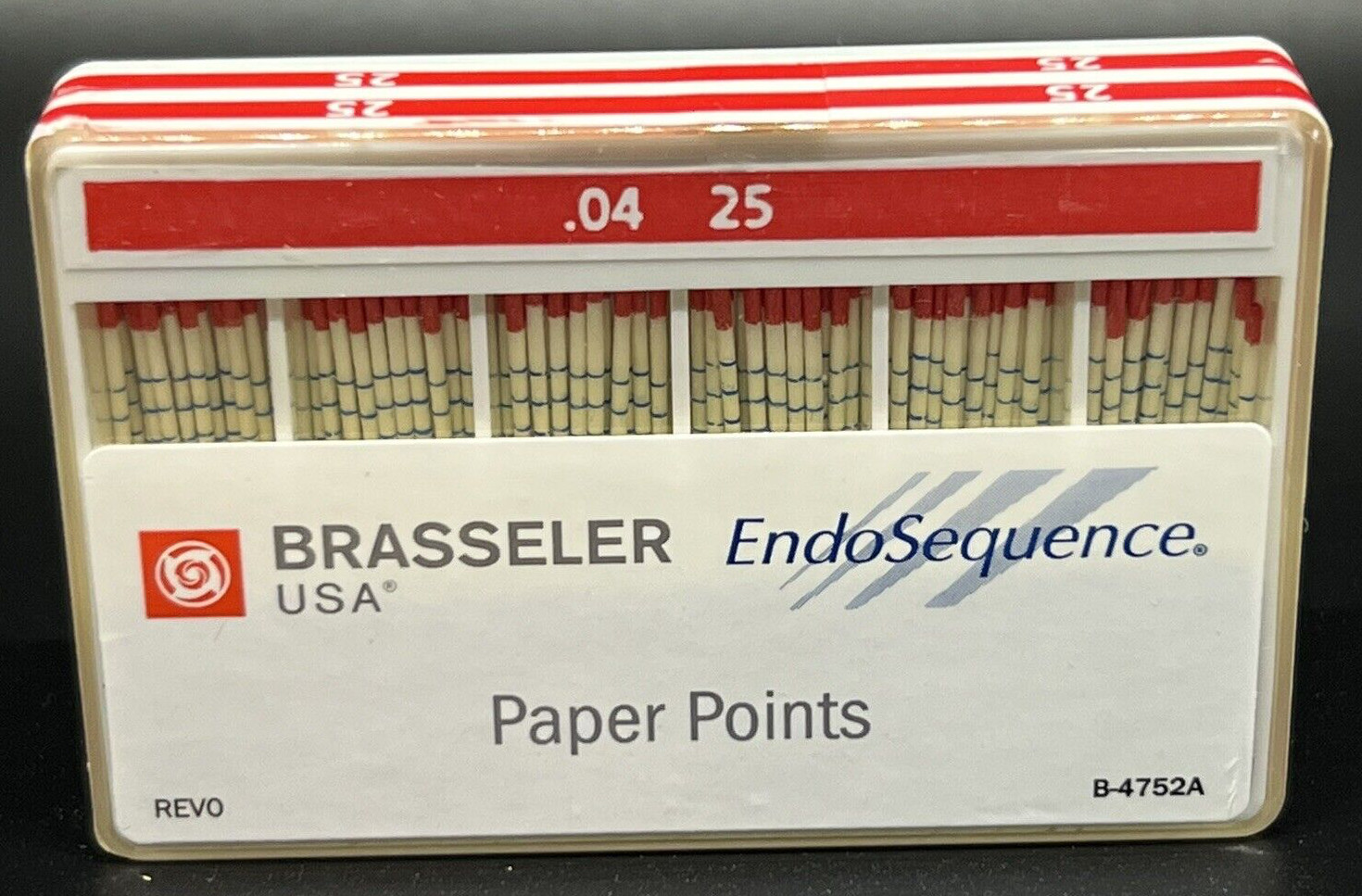 1 pack of Brasseler Endosequence Paper Points. Size 25 taper .04.