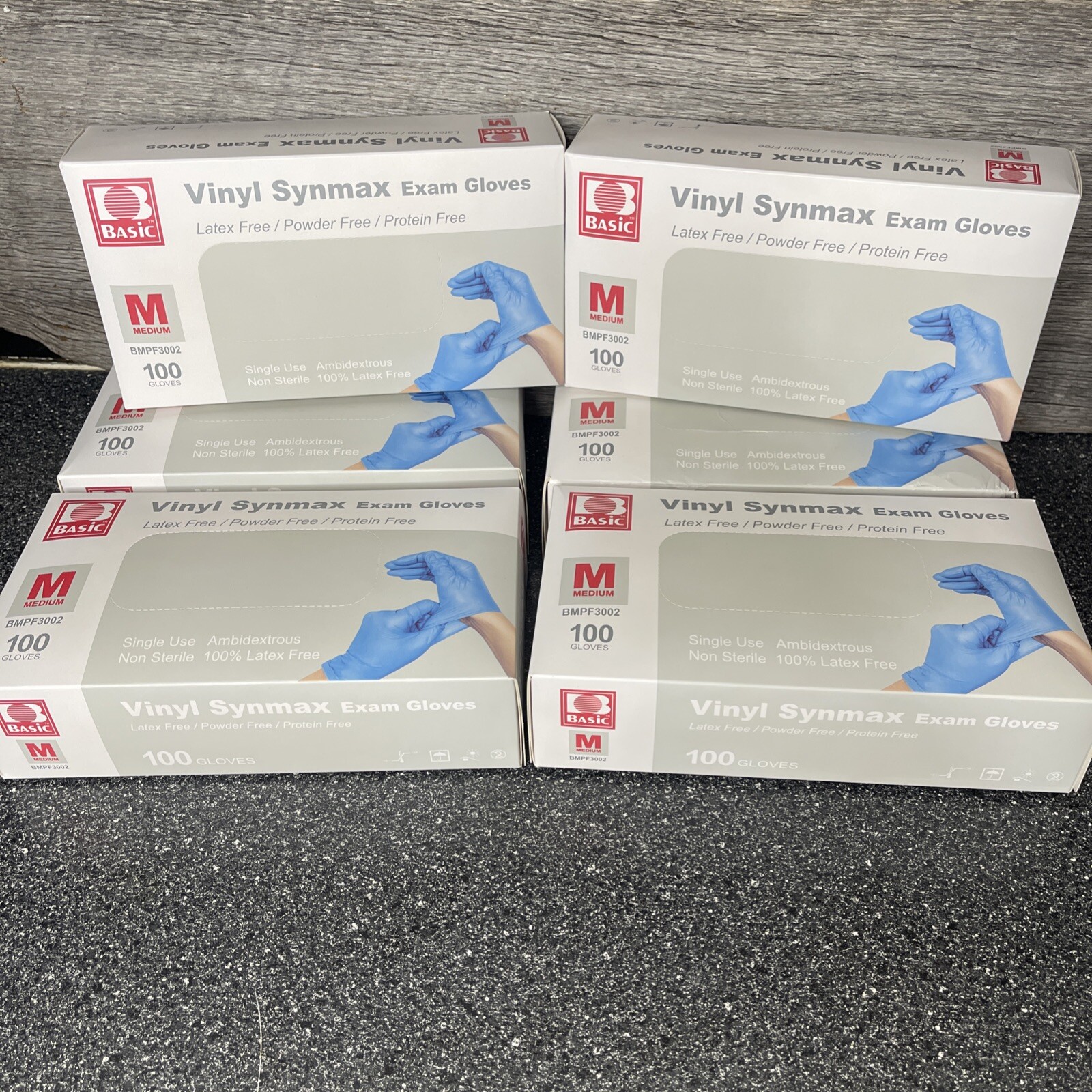 Basic BMPF-3002 Synmax Synthetic Medium Vinyl Exam Glove – 600 – 6 Boxes