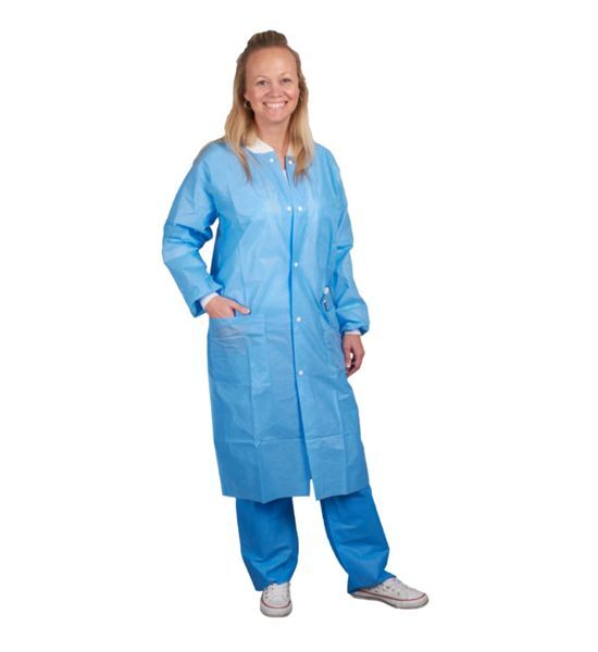 2 Pocket SMS 45 GSM Lab Coat Disposable Unisex Adult M/L High Quality 20 Pcs