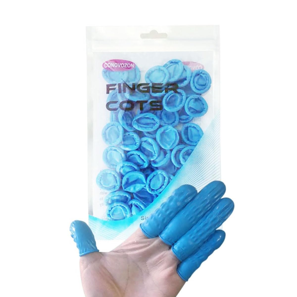 CONOVOZON Medium Disposable Nitrile Finger Cots, Anti-Static Blue