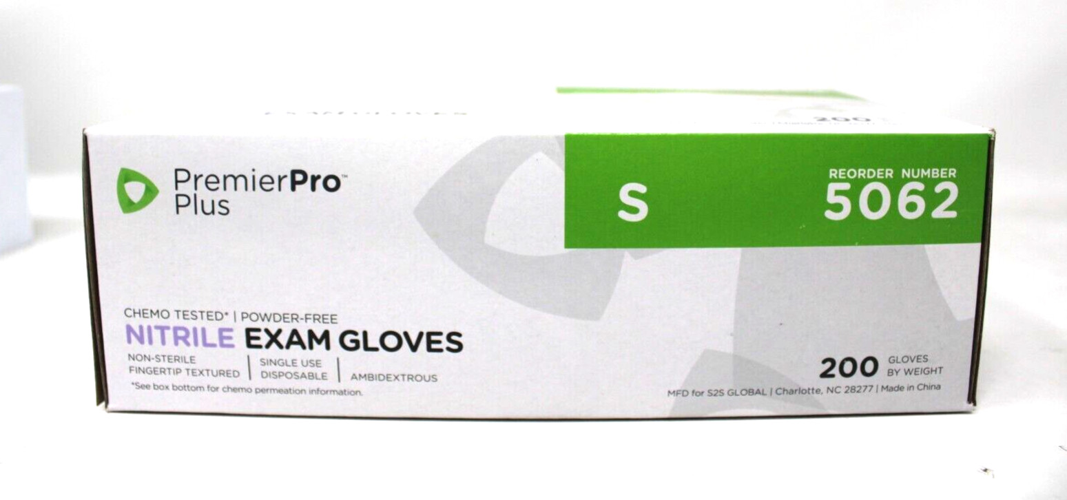 S2S Global 5062 PremierPro Powder free Nitrile Exam Gloves Small – 200/BX